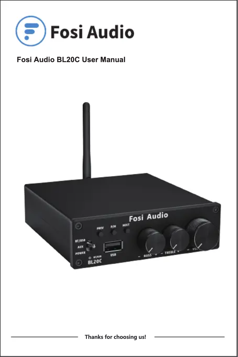 Page 1 de la notice Manuel utilisateur Fosi Audio BL20C