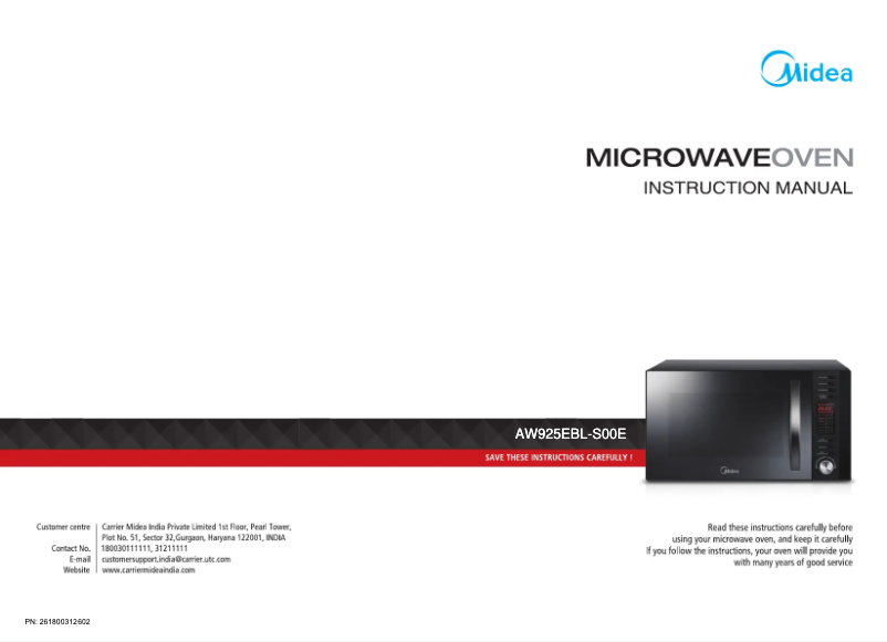 Page 1 de la notice Manuel utilisateur Midea AQ925EBL-S00E