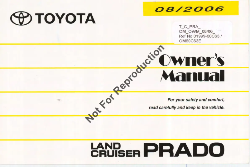 Image de la première page du manuel de l'appareil Land Cruiser Prado (2006)
