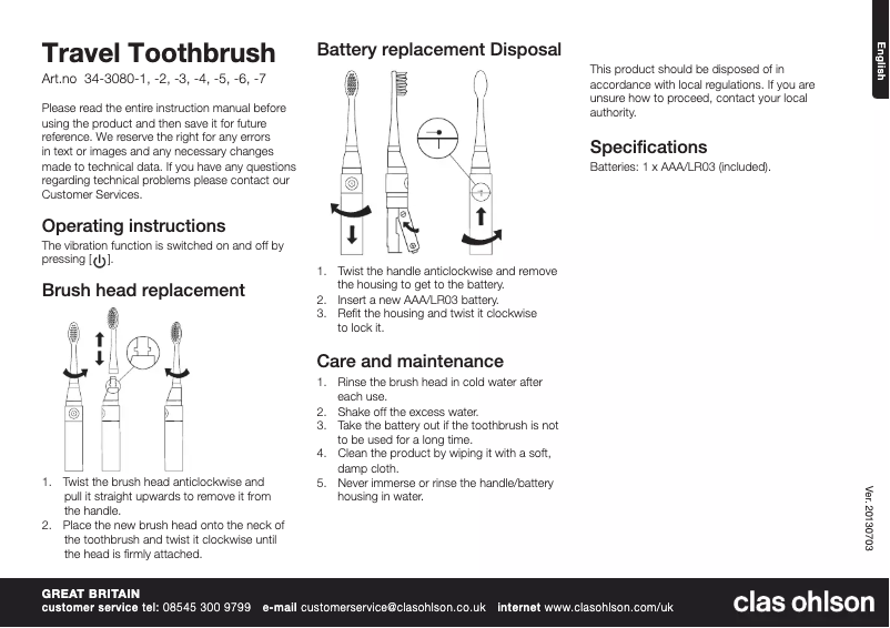 Page 1 de la notice Manuel utilisateur Asaklitt 34-3080