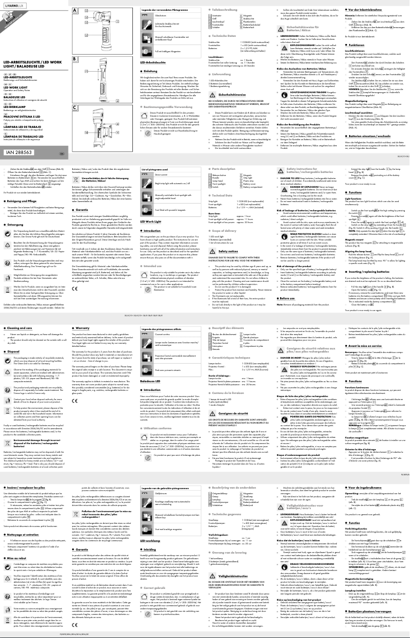 Page 1 de la notice Manuel utilisateur Livarno Lux IAN 288563