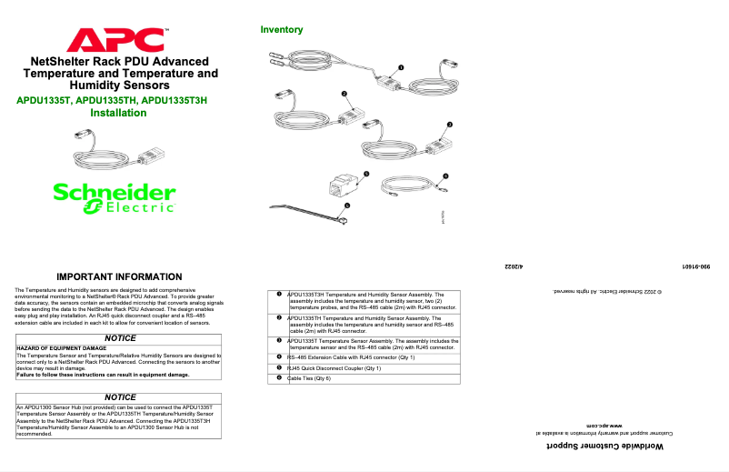 Page 1 de la notice Manuel utilisateur APC APDU1335TH
