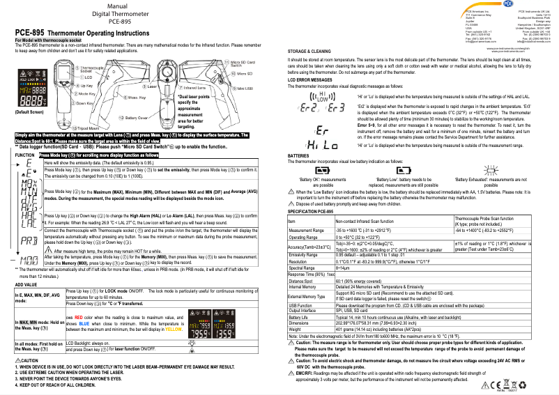 Página 1 del manual Manual de usuario PCE Instruments PCE-895