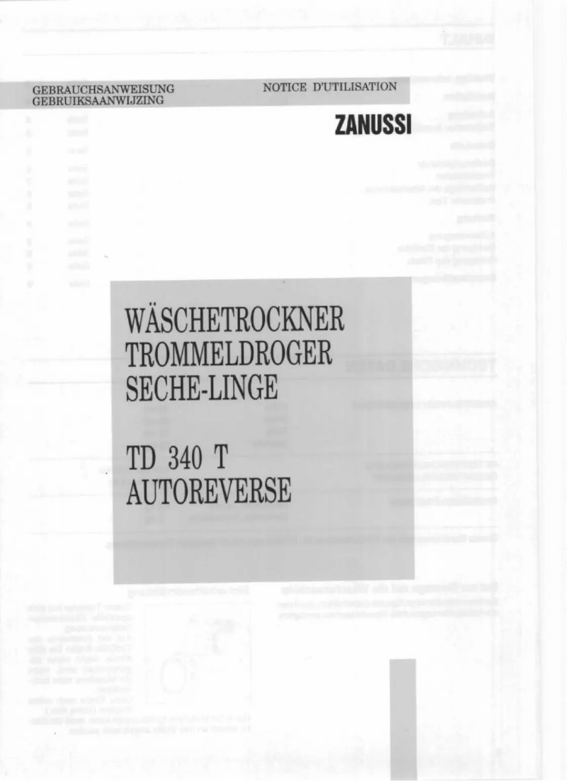 Page 1 de la notice Manuel utilisateur Zanussi TD 340 t