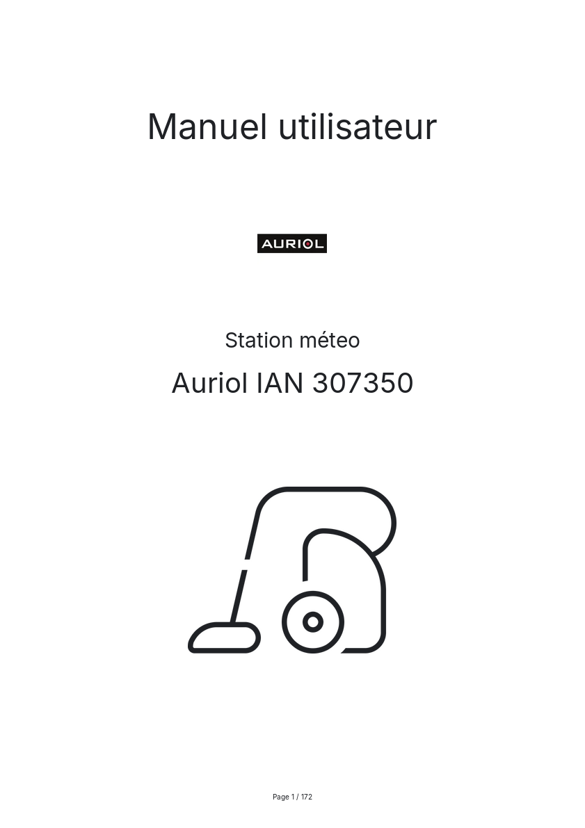 Page 1 de la notice Manuel utilisateur Auriol IAN 307350