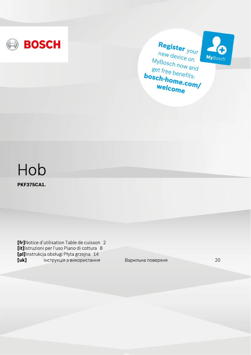 Page n°1 - Manuel utilisateur Bosch PKF375CA1E