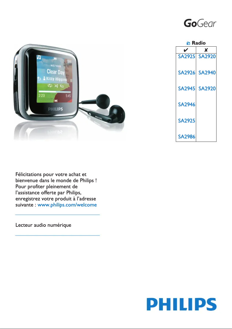 Page n°1 - Manuel utilisateur Philips GoGear SA2945