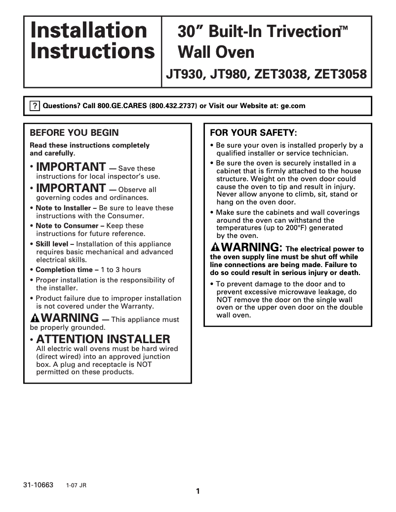 Imagen de la primera página del manual del dispositivo JT930SHSS