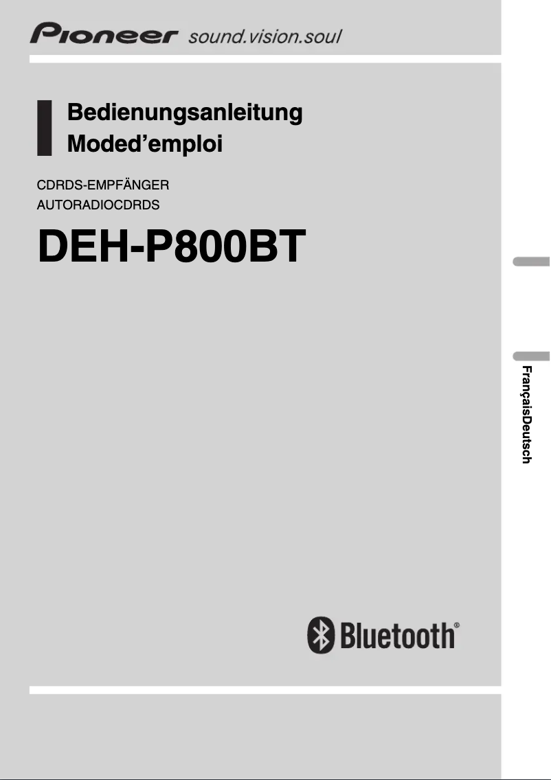 Image de la première page du manuel de l'appareil DEH-P800BT