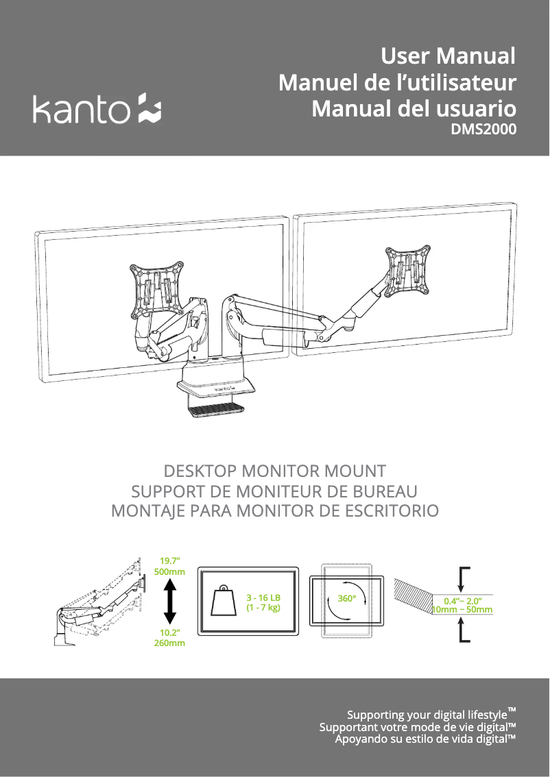 Page n°1 - Manuel utilisateur Kanto DMS2000