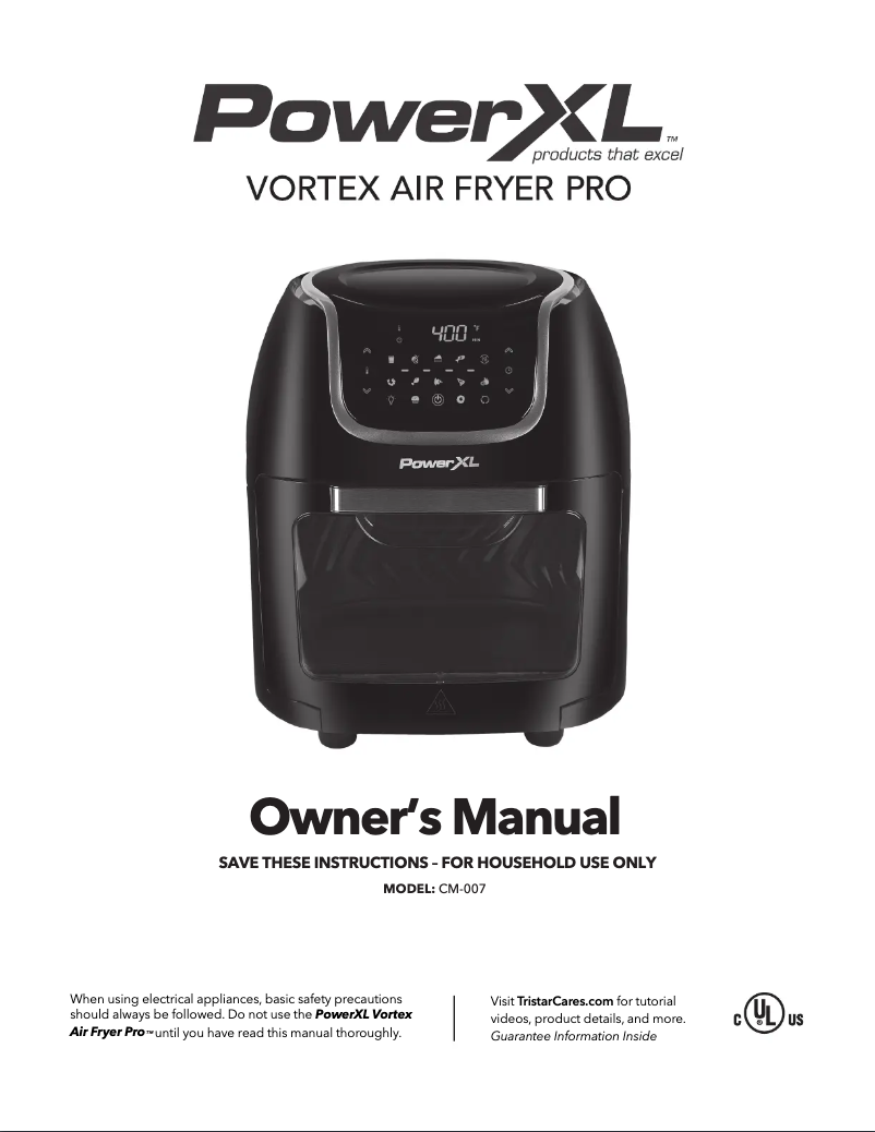 Image de la première page du manuel de l'appareil Vortex Air Fryer Pro CM-007