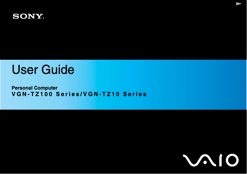 Page n°1 - Manuel utilisateur Sony Vaio VGN-TZ160C