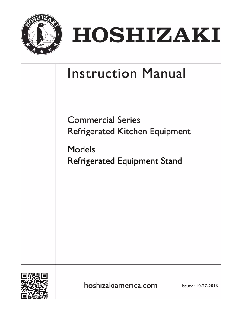 Page n°1 - Manuel d'utilisation et d'entretien Hoshizaki Commercial CRES36