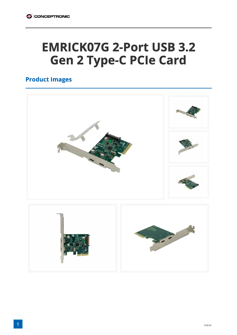 Page 1 de la notice Fiche technique Conceptronic EMRICK07G