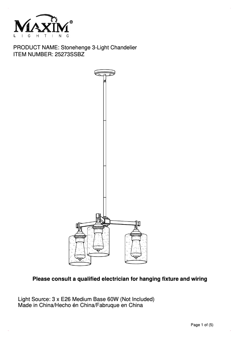 Image de la première page du manuel de l'appareil Stonehenge 25273SSBZ