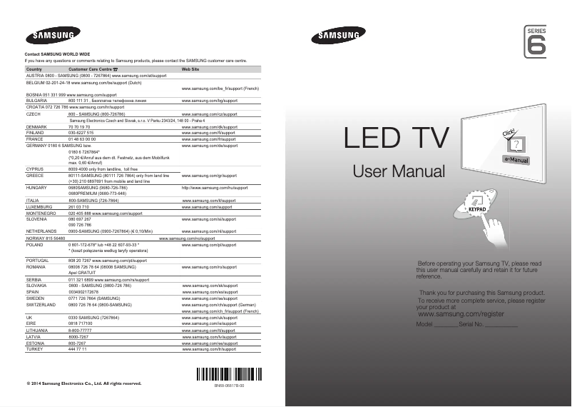 Page 1 de la notice Manuel utilisateur Samsung UE40H6400
