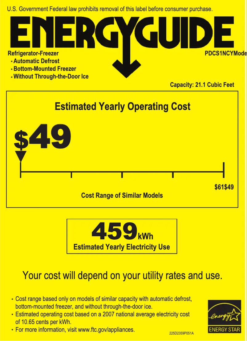Página 1 del manual Etiqueta energética GE Profile PDCS1NCYLSS