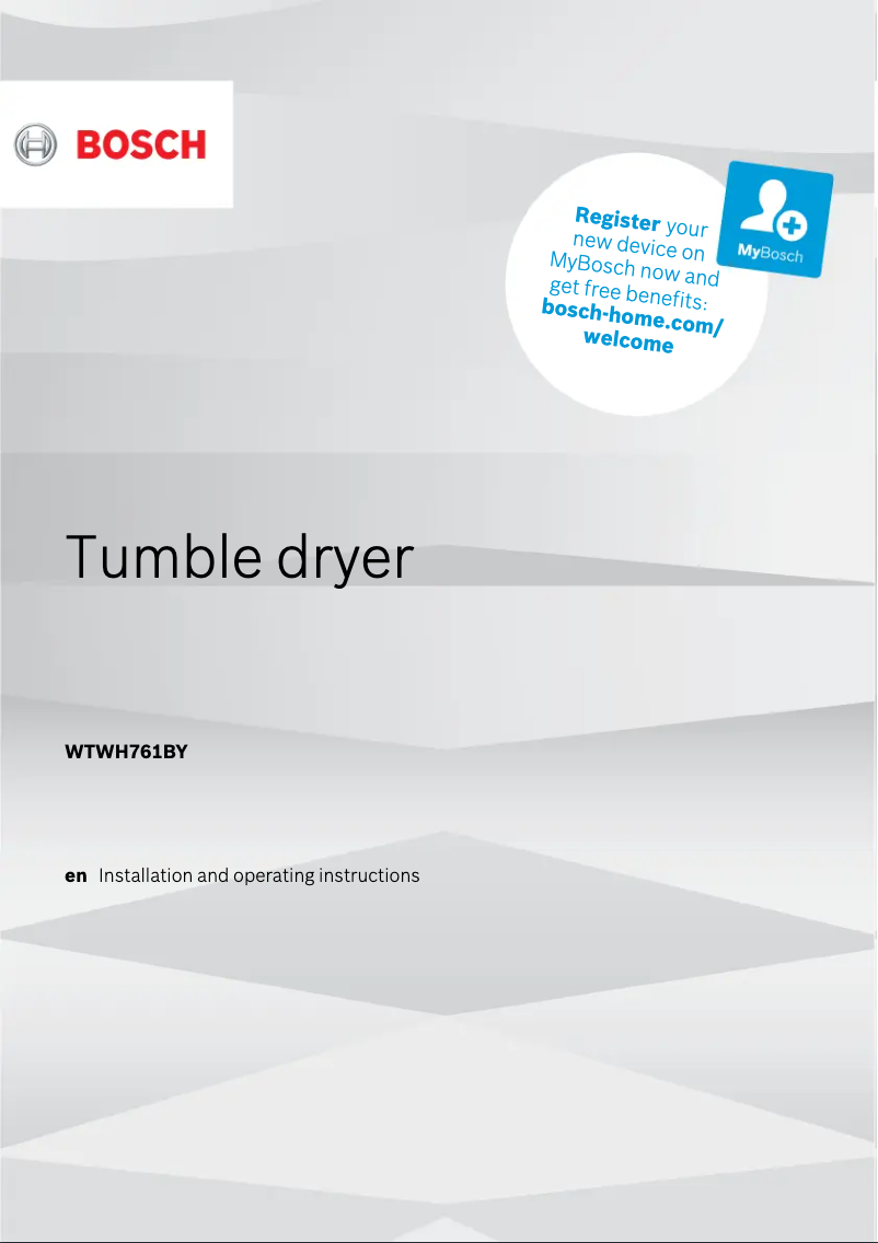 Page n°1 - Manuel utilisateur Bosch WTWH761BY