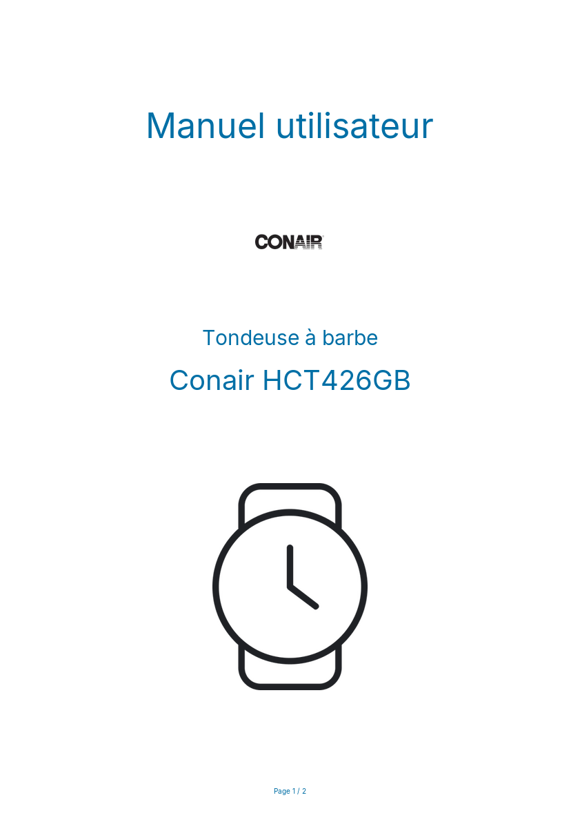 Image de la première page du manuel de l'appareil HCT426GB