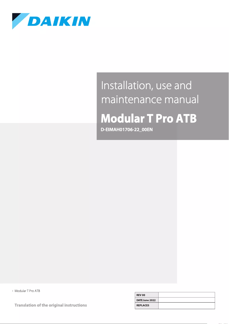Page 1 de la notice Manuel utilisateur Daikin ATB03LAMNADBT00