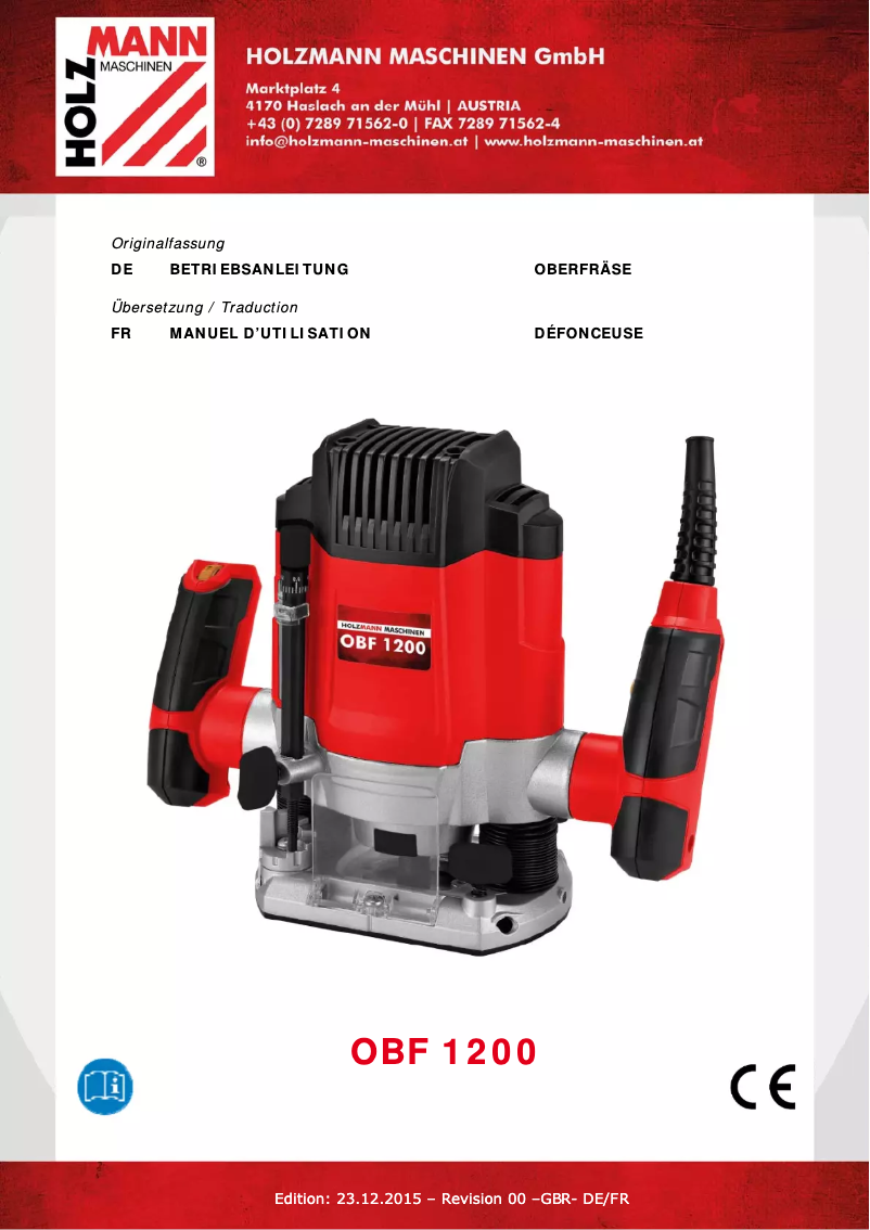 Page n°1 - Manuel utilisateur Holzmann OBF 1200