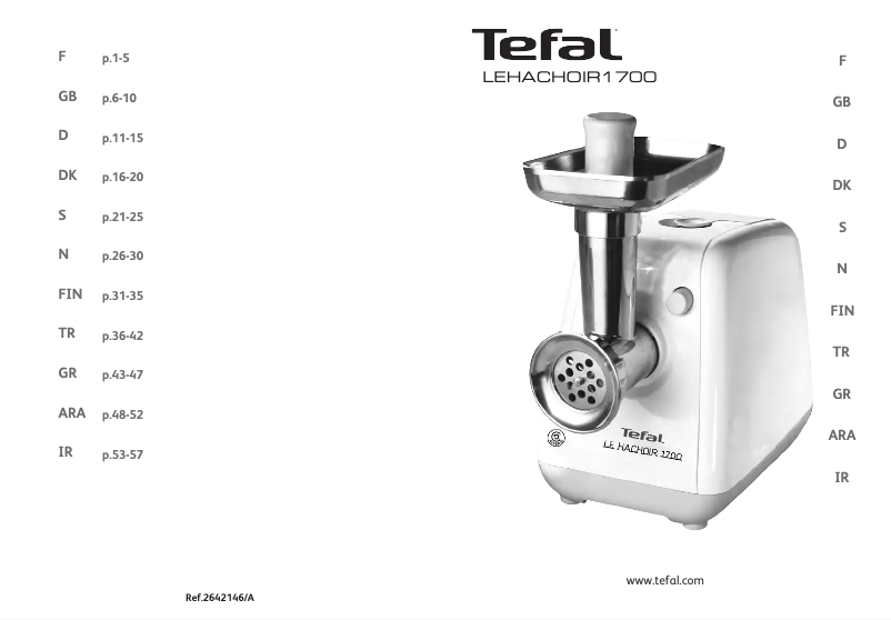 Page n°1 - Manuel utilisateur Tefal Le Hachoir 1500 ME7001