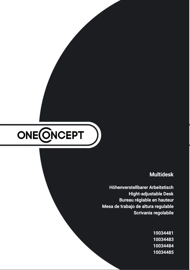 Page n°1 - Manuel utilisateur OneConcept Multidesk