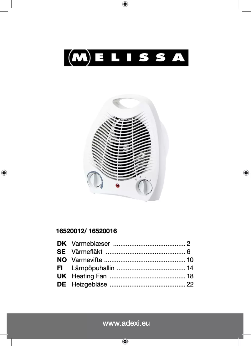 Page 1 de la notice Manuel utilisateur Melissa 16520016