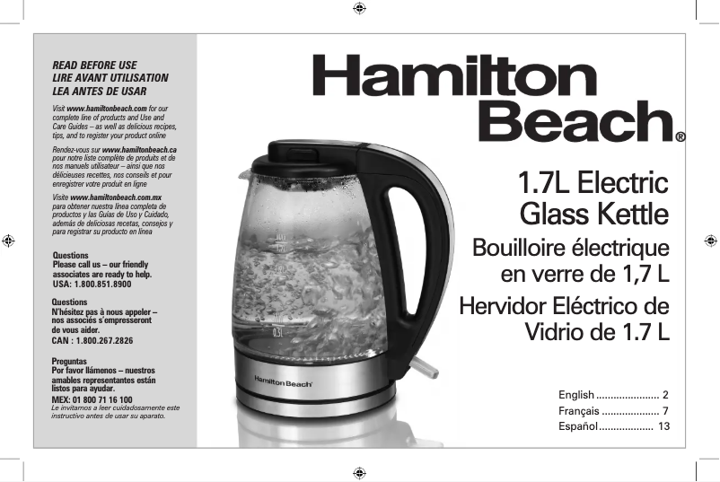 Page n°1 - Manuel utilisateur Hamilton Beach 40876