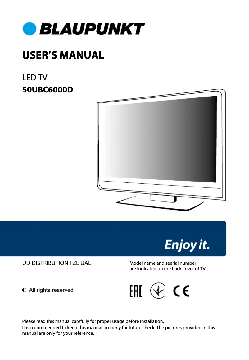 Page n°1 - Manuel utilisateur Blaupunkt 50UBC6000D