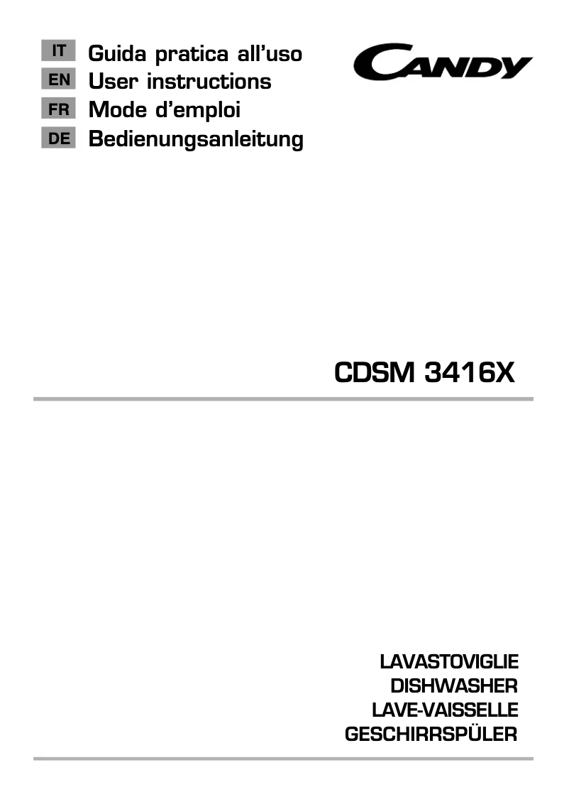 Page n°1 - Manuel utilisateur Candy CDSM 3416X