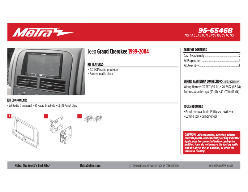 Page 1 of the manual Instruction Manual Metra 95-6546B