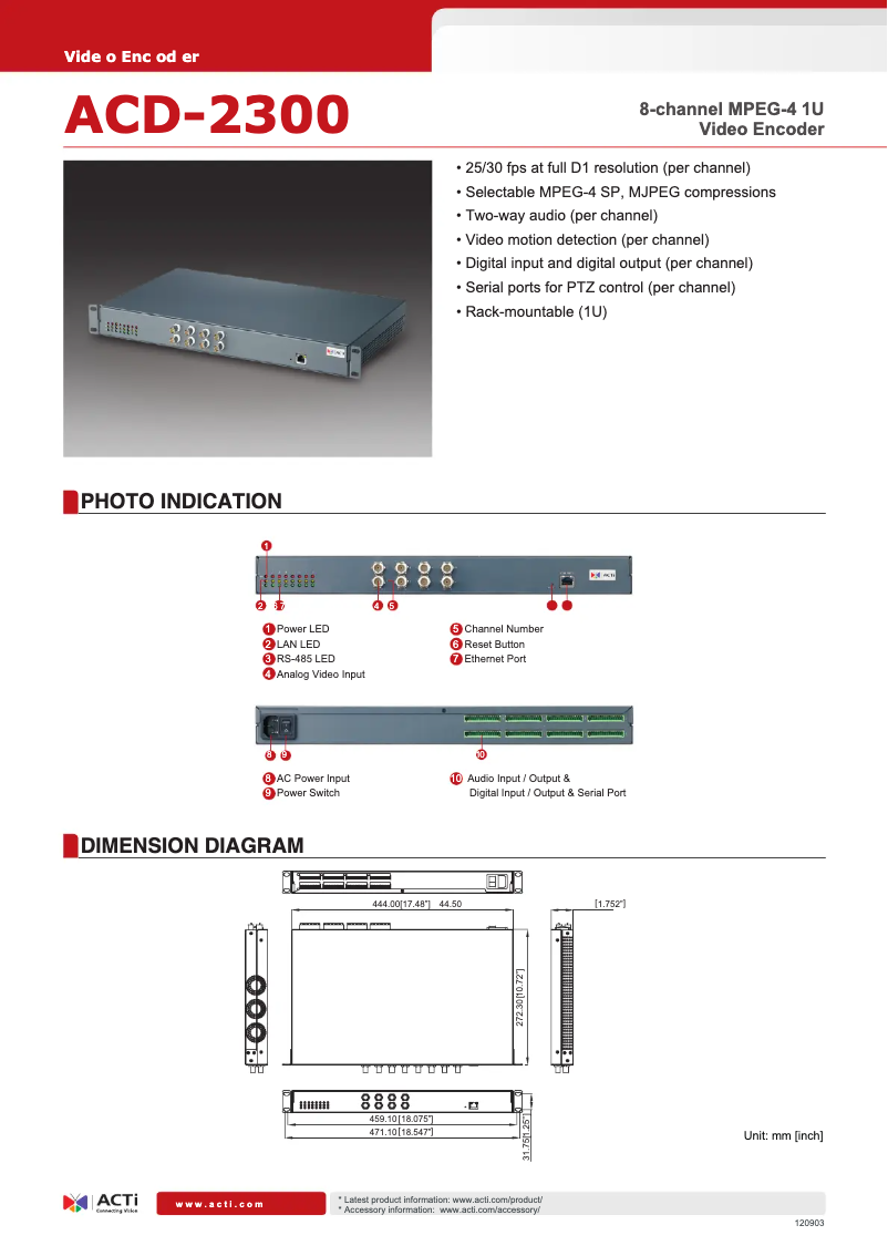 Image de la première page du manuel de l'appareil ACD-2300
