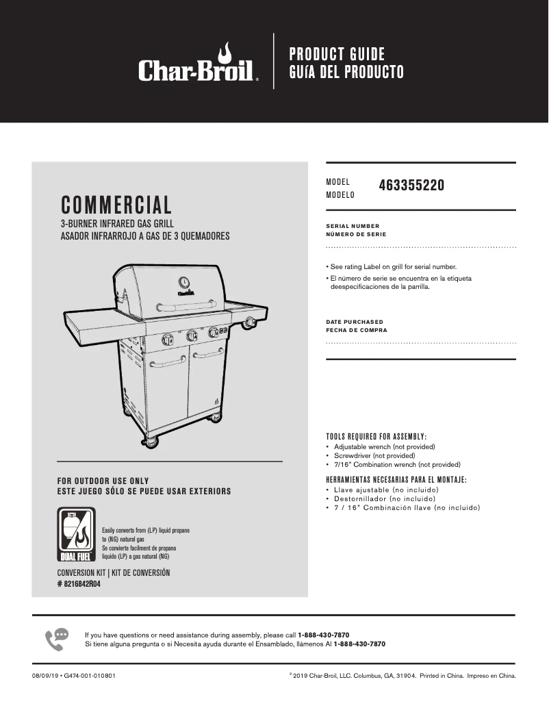 Page 1 de la notice Manuel utilisateur Char-Broil Commercial Amplifire 463355220