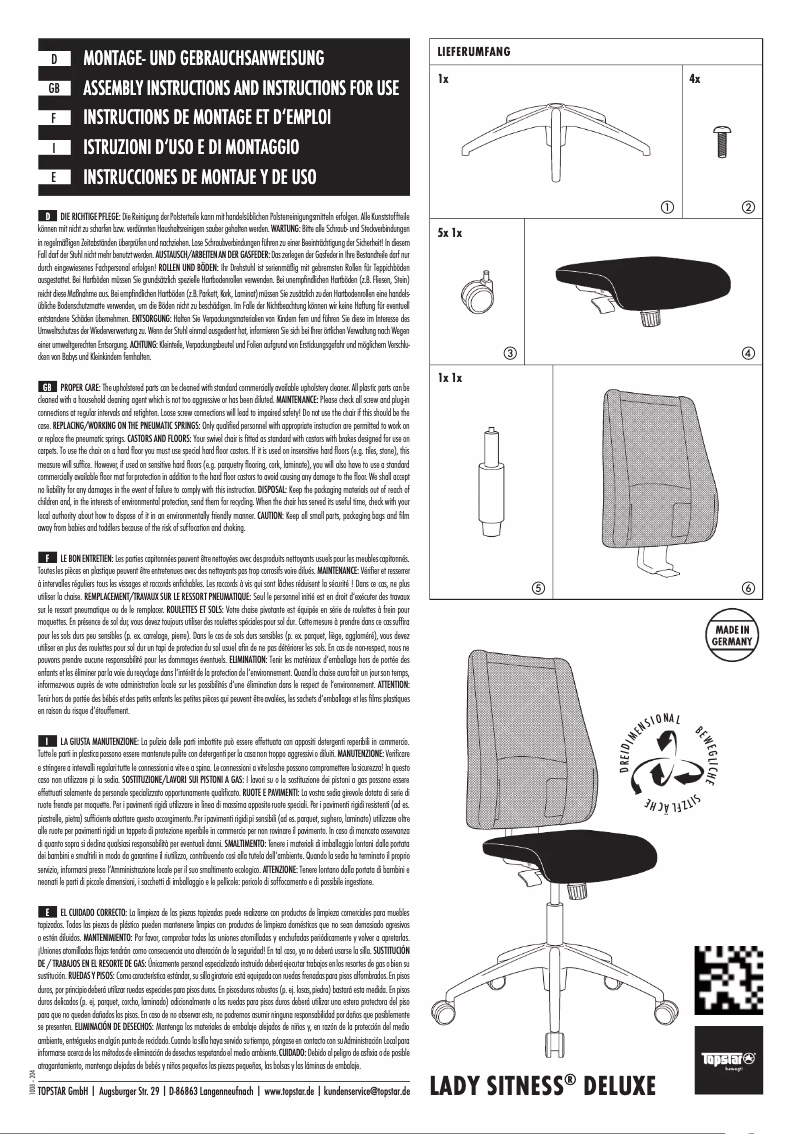 Imagen de la primera página del manual del dispositivo Lady Sitness Deluxe