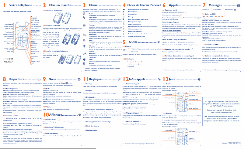 Page n°1 - Manuel utilisateur Alcatel OT-E221