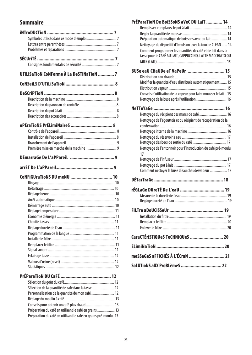 Page 1 de la notice Manuel utilisateur DeLonghi PrimaDonna S De Luxe ECAM 26.455.M
