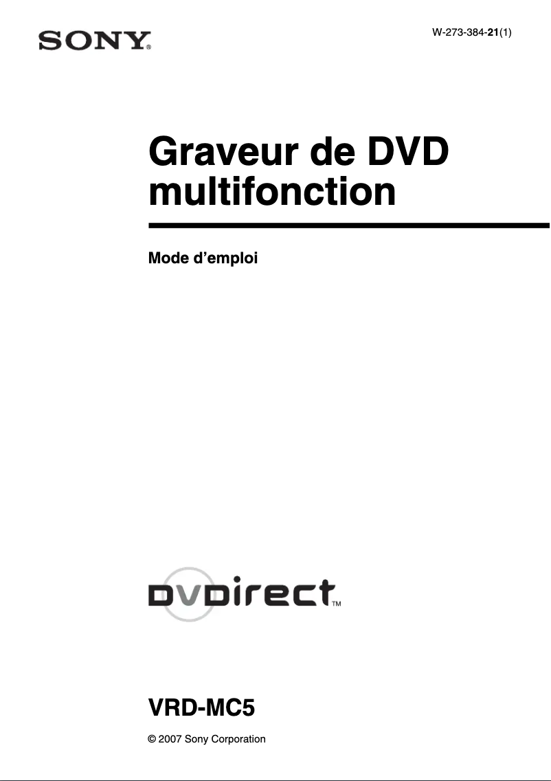 Image de la première page du manuel de l'appareil VRD-MC5