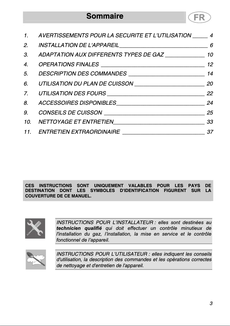 Page 1 de la notice Manuel utilisateur Smeg CS20FB-6