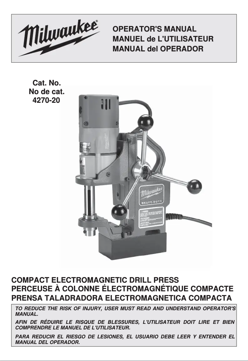 Page 1 de la notice Manuel utilisateur Milwaukee 4270-21