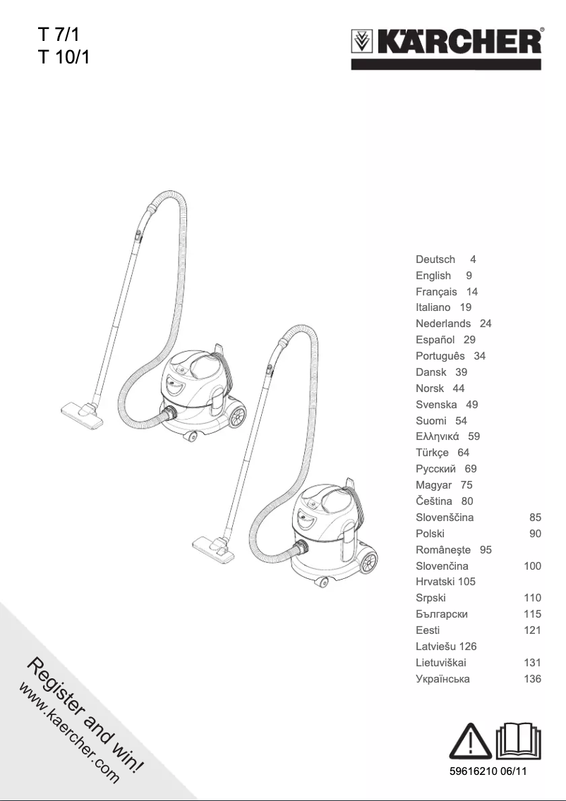 Page 1 de la notice Manuel utilisateur Kärcher T7/1