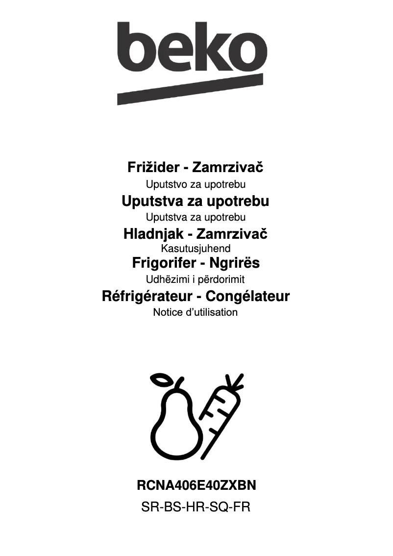 Page 1 de la notice Manuel utilisateur Beko RCNA406E40ZXBN