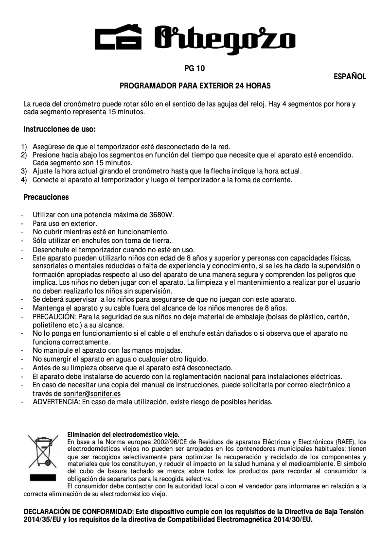 Image de la première page du manuel de l'appareil PG 10