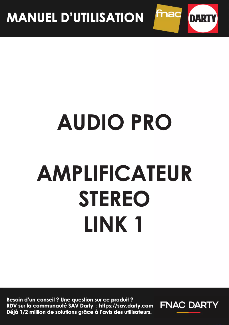 Page 1 de la notice Manuel utilisateur Audio Pro Link 1