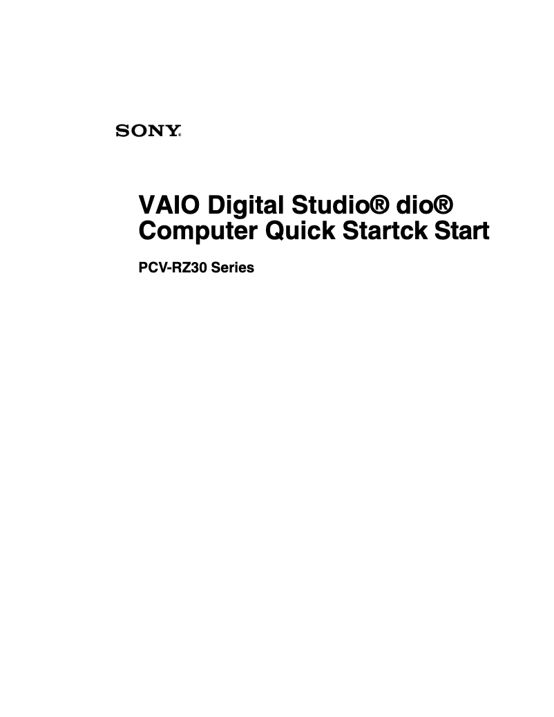 Page 1 de la notice Guide d'installation Sony Vaio PCV-RZ32G