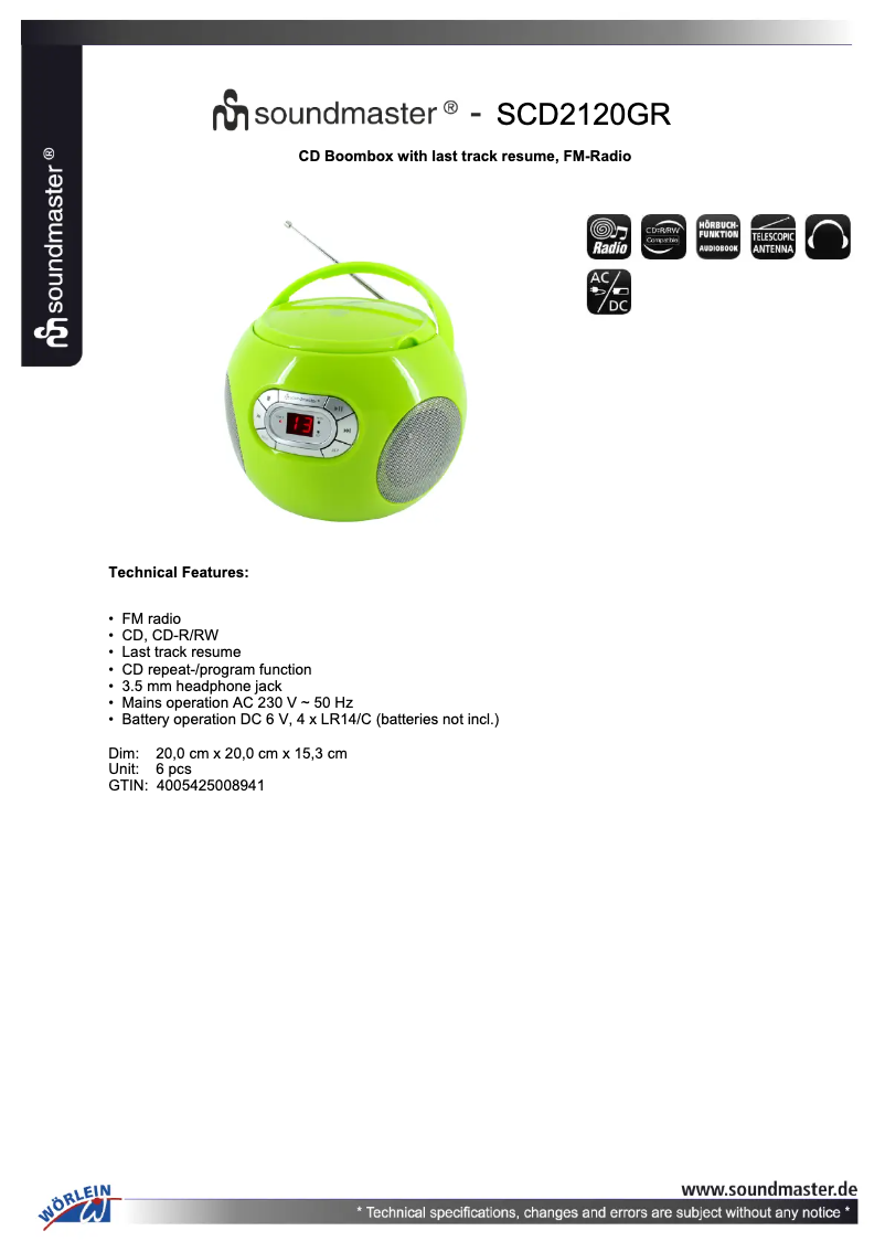 Image de la première page du manuel de l'appareil SCD2120GR