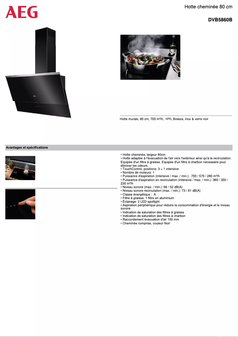 Página 1 del manual Ficha técnica AEG DVB5860B