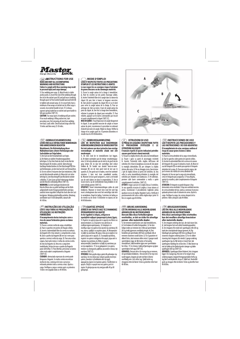 Page n°1 - Manuel utilisateur Master Lock 3058EURDAT