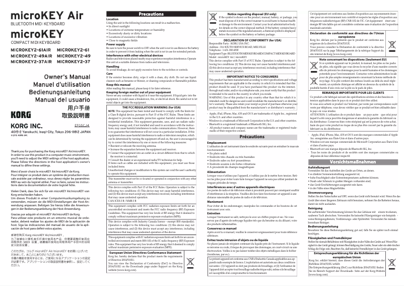 Image de la première page du manuel de l'appareil microKEY Air