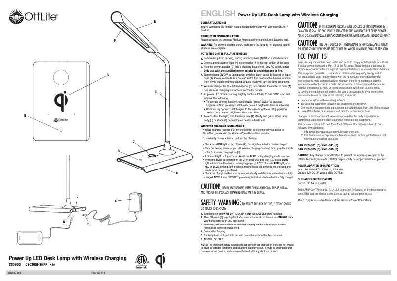 Page 1 de la notice Manuel utilisateur OttLite Power Up